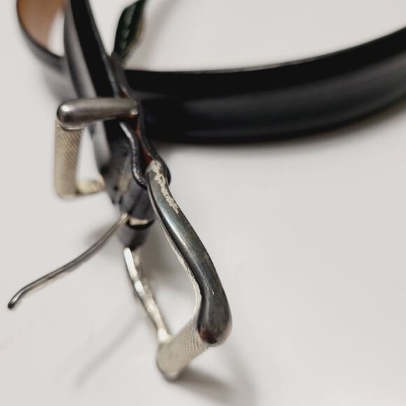 Cole Haan Belt Black Brown Men's Size 36/90 Genuine Leather Brass Buckle 1-1/4" - Picture 3 of 10